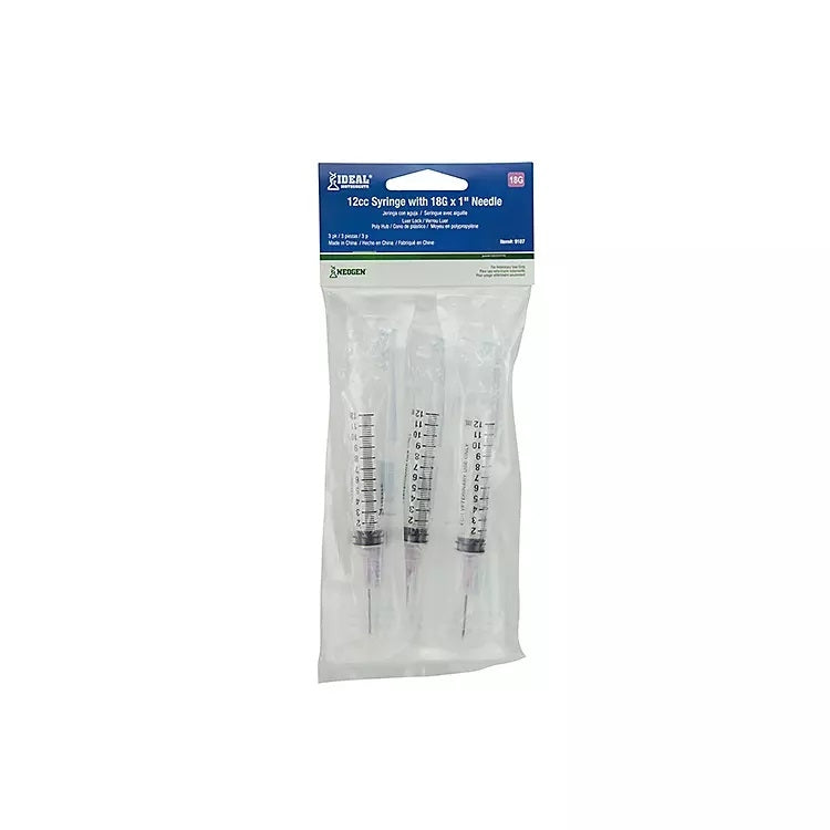 Ideal Disp 3cc Luer Lock Syringe with Needle 3 Pack