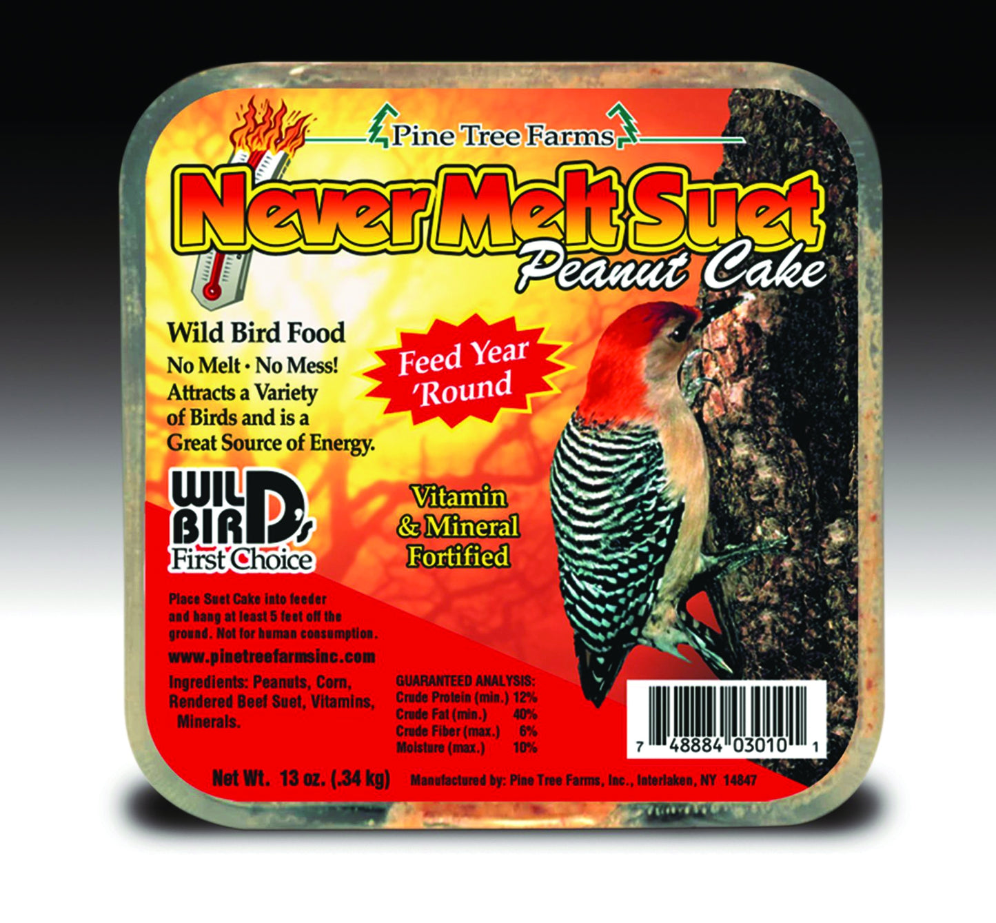 Pine Tree Farms Never Melt Suet Cake - Peanut Butter