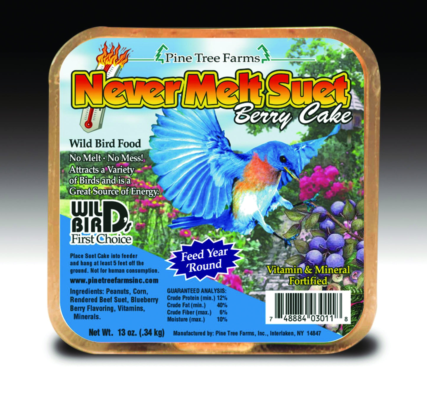 Pine Tree Farms Never Melt Suet Cake - Berry