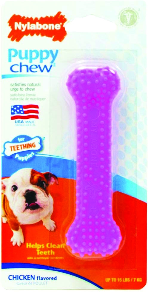 Nylabone Puppy Chew Dental For Teething Puppies - Pink/Chicken