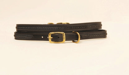 Tory Leather 3/4'' Dog Collar - Raised Center Braid - Brass