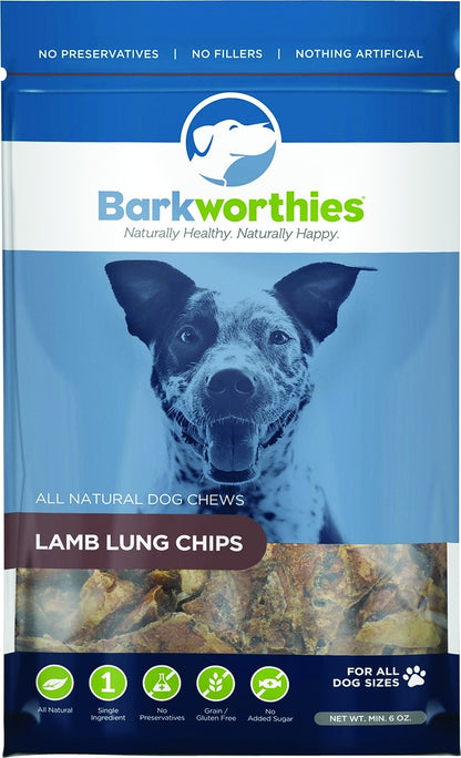 Barkworthies All Natural Lamb Lung Chips Dog Treats