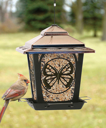 Audubon Hopper Style Bird Feeder With Buttefly Design